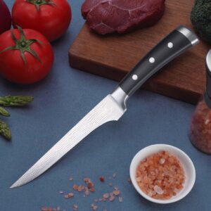 hunnycook 6 inch Boning Knife, Stainless Steel Hand Polished Fillet Knife, Boning Knife for Meat Cutting, Boning, Skinning and Other Scenarios, Black Handle