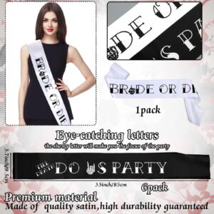 Panitay 7 Pcs Hen Party Sash Bride or Die Bachelorette Party Decorations 1 White Bride or Die Sash 6 Black Till Death Do Us Party Sash for Bridal Shower Wedding Hen Engagement