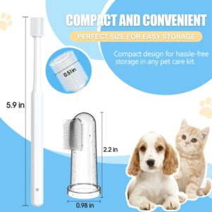 VVHOMIFE Cat Toothbrush Kit, Dog Toothbrush Kit, Suitable for All Cats and Dogs Dental Care. White, Soft Bristles, Meet All Cleaning Needs, Multi-Functional Dental Cleaning (S-Rounded)