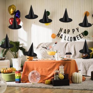 2 Pack Halloween Black Witches Hat Witch Hats Hanging Witch Hats with Hanging Rope for Halloween Party Decorations