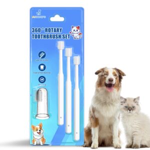 vvhomife cat toothbrush kit, dog toothbrush kit, suitable for all cats and dogs dental care. white, soft bristles, meet all cleaning needs, multi-functional dental cleaning (s-rounded)