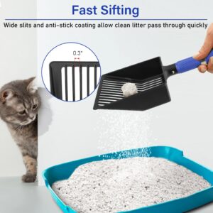 JAMIEWIN Extendable Metal Cat Litter Scoop, Long Handle Litter Sifting Shovel, 21"-39.5" No Bending Back Cat Scooper for Litter Box Heavy Duty Pet Poop Shovel Chicken Poop Scooper