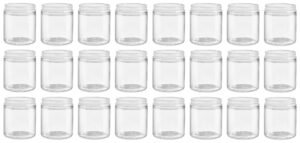 north mountain supply 4 ounce clear glass straight sided mason canning jars - with 58mm white metal lids - case of 24