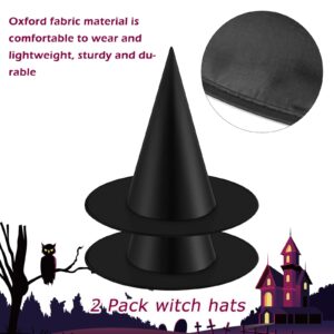 2 Pack Halloween Black Witches Hat Witch Hats Hanging Witch Hats with Hanging Rope for Halloween Party Decorations