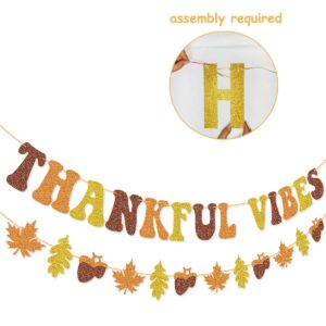 Thankful Vibes Banner Garland Thanksgiving Decorations for Thanksgiving Friendsgiving Party Birthday Party Decorations