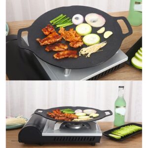 Korean Grill Pan,Korean Style BBQ Griddle Pan For Stove Top,Round Griddle with Non Stick 6 Layer Coating for Gas Cooker Round Double Handle BBQ Griddle(25cm)