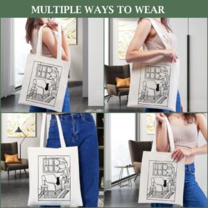 Andeiltech Canvas Aesthetic Tote Bag for Women Cute Cat Tote Bag with Inner Pocket Cats Shoulder Book Bag Gift Shopping Reusable Grocery Bags