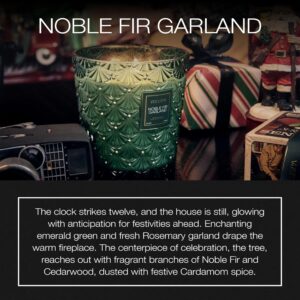 Voluspa Noble Fir Garland, 3 Wick Hearth Candle, 38 oz, 80 Hour Burn Time, Coconut Wax Blend, Christmas Scented Candles for Home, Poured in The USA