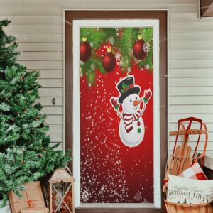 Wajiw Christmas Balls Door Cover Washable High Elastic Fabric Front Door Cover for Festive Party Home Decor,36x83Inch