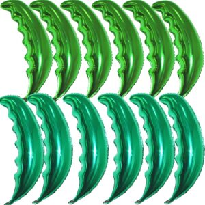 12 Pieces Large Palm Tree Leaves Balloons, Green Foil Mylar Coconut Tree Leaves Balloons for Birthday Baby Shower Decorations Hawaiian Luau Aloha Tropical Summer Beach Party Supplies