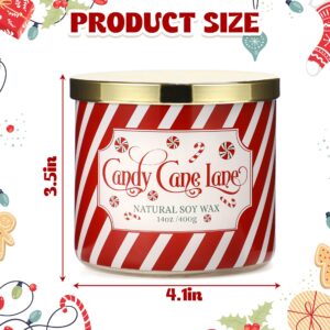 Christmas Candle, Christmas Candy Candle, Christmas Candle Gifts for Women Christmas Decorations, Large 3 Wicks Scented Candle for Christmas, 14 oz Soy Wax Candle