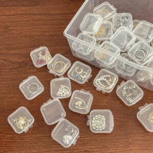 10Pieces/Set Mini Square Storage Containers Box Clear Earplugs Storage Holder for Tiny Bead Jewelry Plastic Earring Box Mini Clear Organizer Box Container Bins