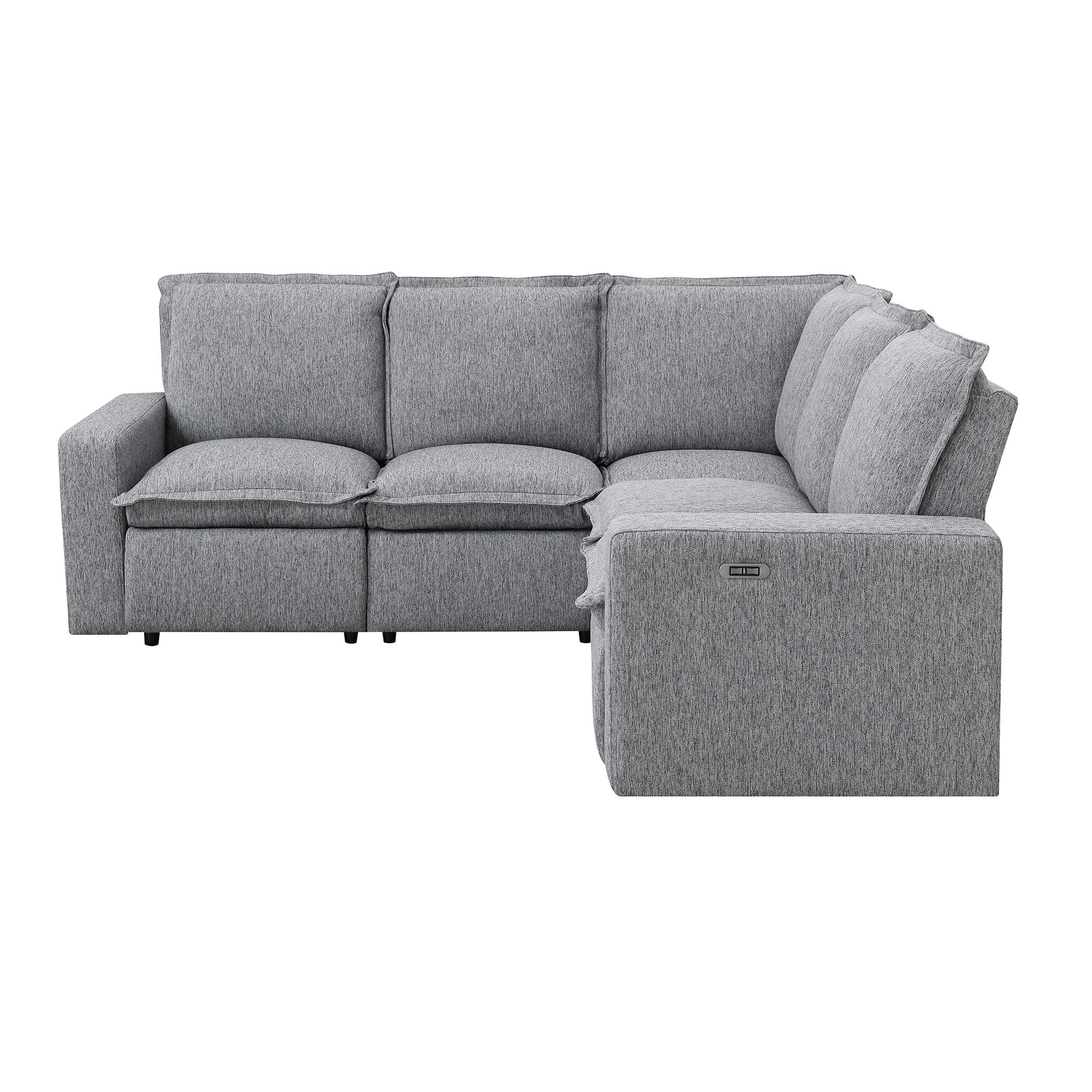 JURMALYN Modular Sectional Sofa Couch with Power Recliner Chair for Living Room, Convertible L- Shaped Sofa Couch with USB Charge Ports, 5-Seater Corner Sofa for Home Office Theater-89.7'' Grey