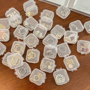 10Pieces/Set Mini Square Storage Containers Box Clear Earplugs Storage Holder for Tiny Bead Jewelry Plastic Earring Box Mini Clear Organizer Box Container Bins