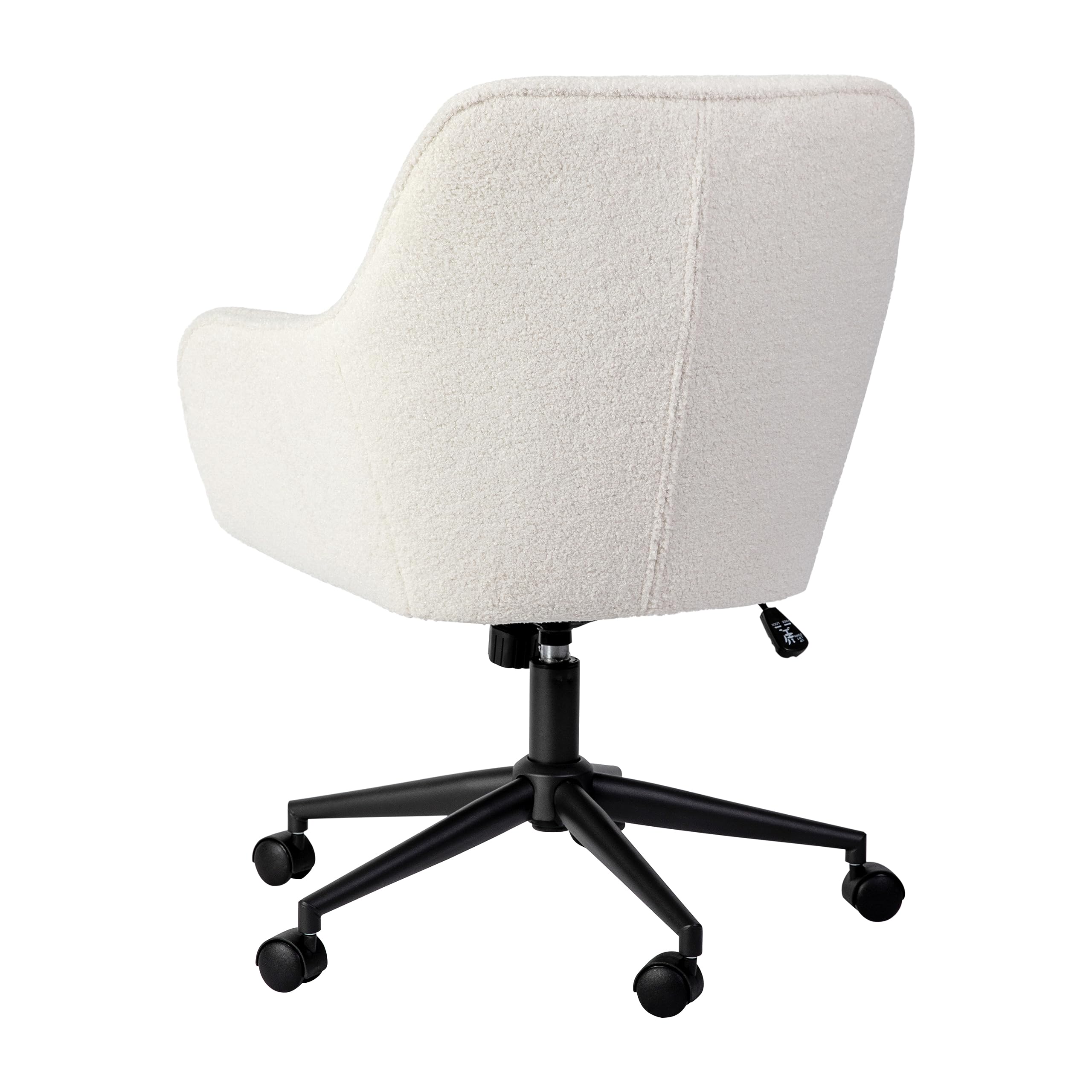 Martha Stewart Rayna Swivel Task Chair with Flared Arms for Home Office in White Boucle with Oil Rubbed Bronze Frame