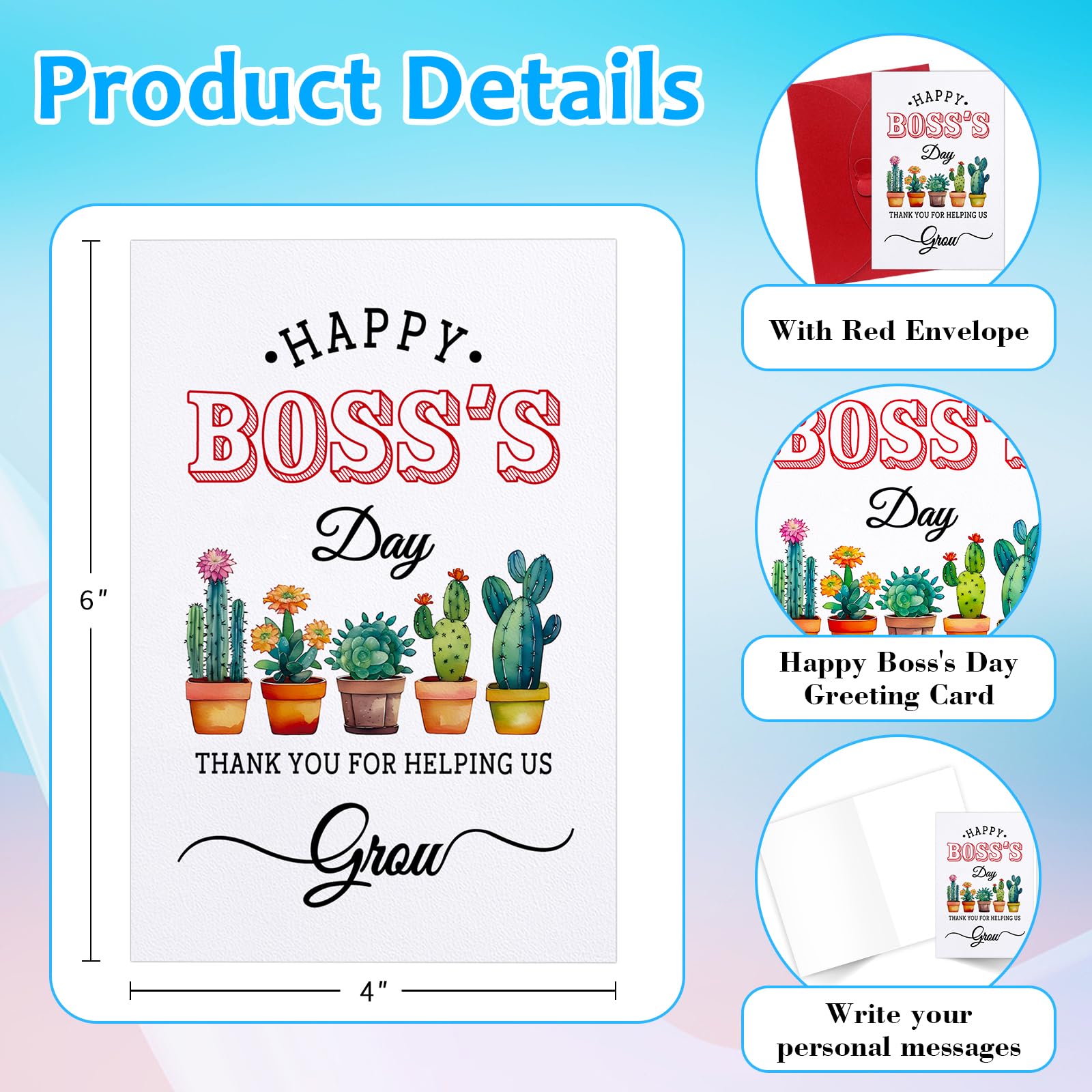 FLYAB Boss Day Card for Boss Women Men Happy Boss's Day Gift Card for Boss from Employee National Boss's Day Card with Envelope Christmas Birthday Thank You Card for Boss Manager Male Female