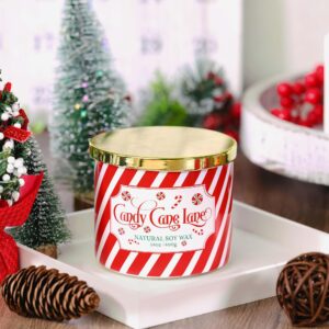 Christmas Candle, Christmas Candy Candle, Christmas Candle Gifts for Women Christmas Decorations, Large 3 Wicks Scented Candle for Christmas, 14 oz Soy Wax Candle