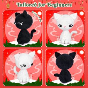 Crochet Kit for Beginners, Crochet Starter Kit with Step-by-Step Video Tutorials, Crochet Animal Kits for Adults Kids, DIY Craft Supplies (Magical Cats)