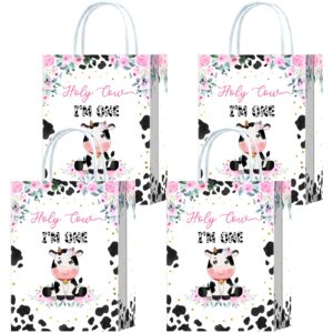 tyndallrays 16 pieces holy cow i'm one first birthday party favors bags,holy cow 1st birthday gift snacks treat candy party favors bags with handles for girls boys 1st birthday party decorations