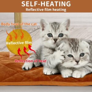 NAMOTEK Self-Warming Cat Bed Indoor/Outdoor Super Soft Self Heating Pet Mat Washable Thermal Pad for Cat & Dog 21x15.7 inch