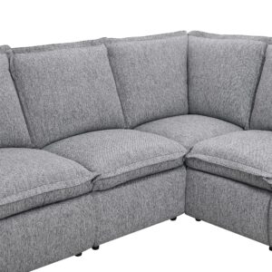 JURMALYN Modular Sectional Sofa Couch with Power Recliner Chair for Living Room, Convertible L- Shaped Sofa Couch with USB Charge Ports, 5-Seater Corner Sofa for Home Office Theater-89.7'' Grey