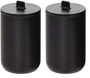 idesign cade canister bathroom storage jar with lid for bathroom, vanity, desk, countertop, 3.14" x 3.14" x 5.09", matte black (pack of 2)