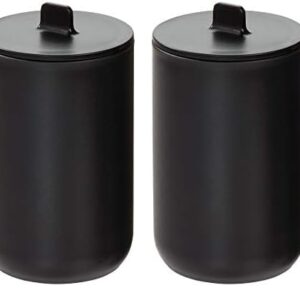 iDesign Cade Canister Bathroom Storage Jar with Lid for Bathroom, Vanity, Desk, Countertop, 3.14" x 3.14" x 5.09", Matte Black (Pack of 2)