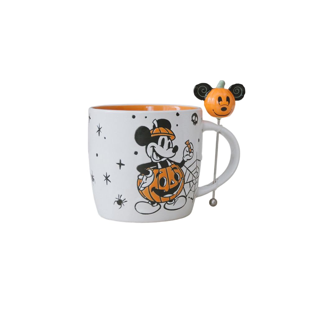 Disney Mickey or Minnie Mouse Halloween Stirrer Mug | Cute Ceramic Housewarming Gifts For Men and Women And Kids | Official Licensee | Set of 1 Mug (Mickey)