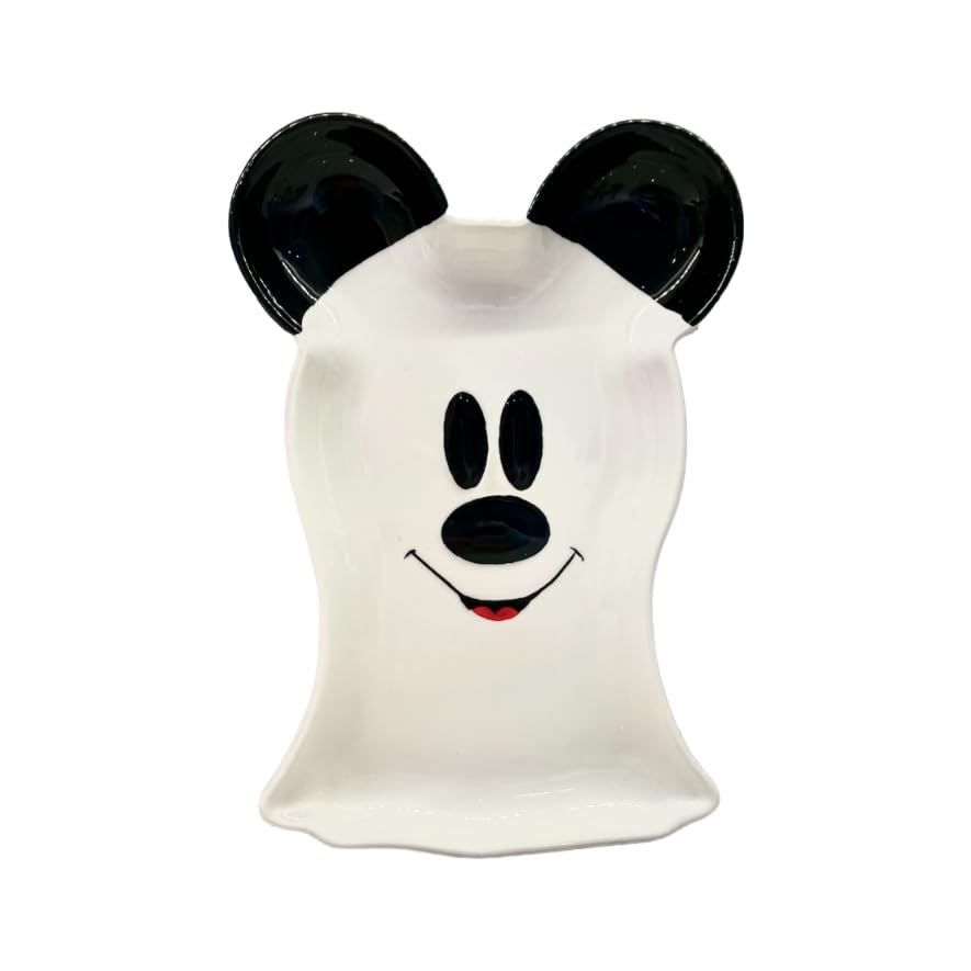 Disney Halloween Mickey Mouse Ghost Serving tray and Spoon rest | Cute Ceramic Housewarming Gifts For Men and Women And Kids | Official Disney Licensee | 1 Tray