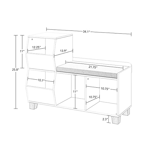 RiverRidge Kids Catch-All Toy Storage Organizer Bench with Cubbies & Toy Bins for Playroom Storage - Cubby Storage Organizer