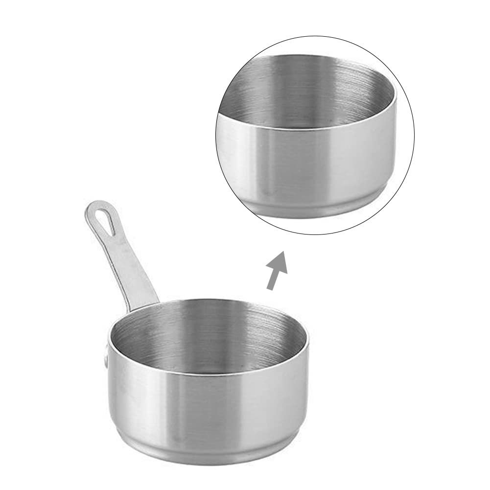 Elvaesther 100ml 1pc Handle Sauce Pan, Mini Sauce Pan with Hanging Hole, Handle Sauce Pot Multi-purpose Corrosion-resistant 304 Stainless Steel Measuring Cups for Cooking Banquet Picnic