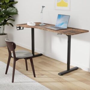 FEZIBO 63"x28" L Shaped Standing Desk, Electric Stand up Height Adjustable Home Office Table, Sit Stand Desk, Rustic Brown Top