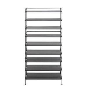 Seville Classics Sturdy Freestanding Storage Shelf for Bedroom, Closet, Entryway, Dorm Room Organizer, Stackable Metal 3-Tier 2" Resin Slat Shoe Rack, Espresso