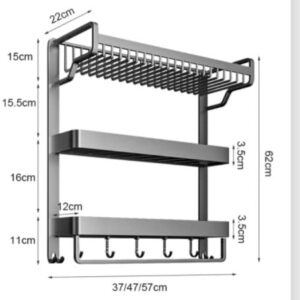 SEIFE Wall Mounted Towel Rack Shelf Stud Mount Double Towel Rack for Bathroom Stainless Steel Constructed Rust-Proof Shelf with Built-in Bars and Hooks Brushed Nickel Wall Mounted Bathroom Shelves (C