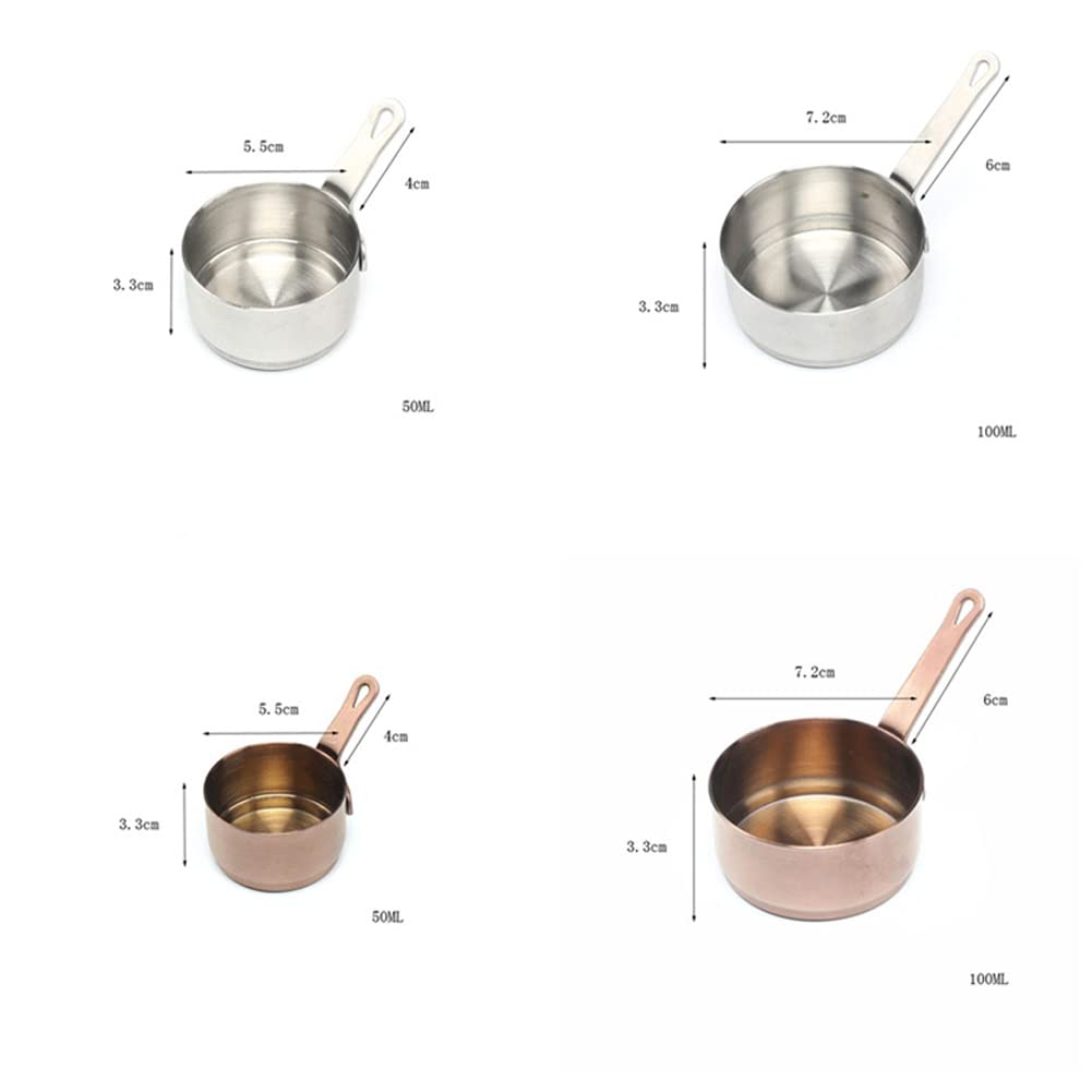 Elvaesther 100ml 1pc Handle Sauce Pan, Mini Sauce Pan with Hanging Hole, Handle Sauce Pot Multi-purpose Corrosion-resistant 304 Stainless Steel Measuring Cups for Cooking Banquet Picnic