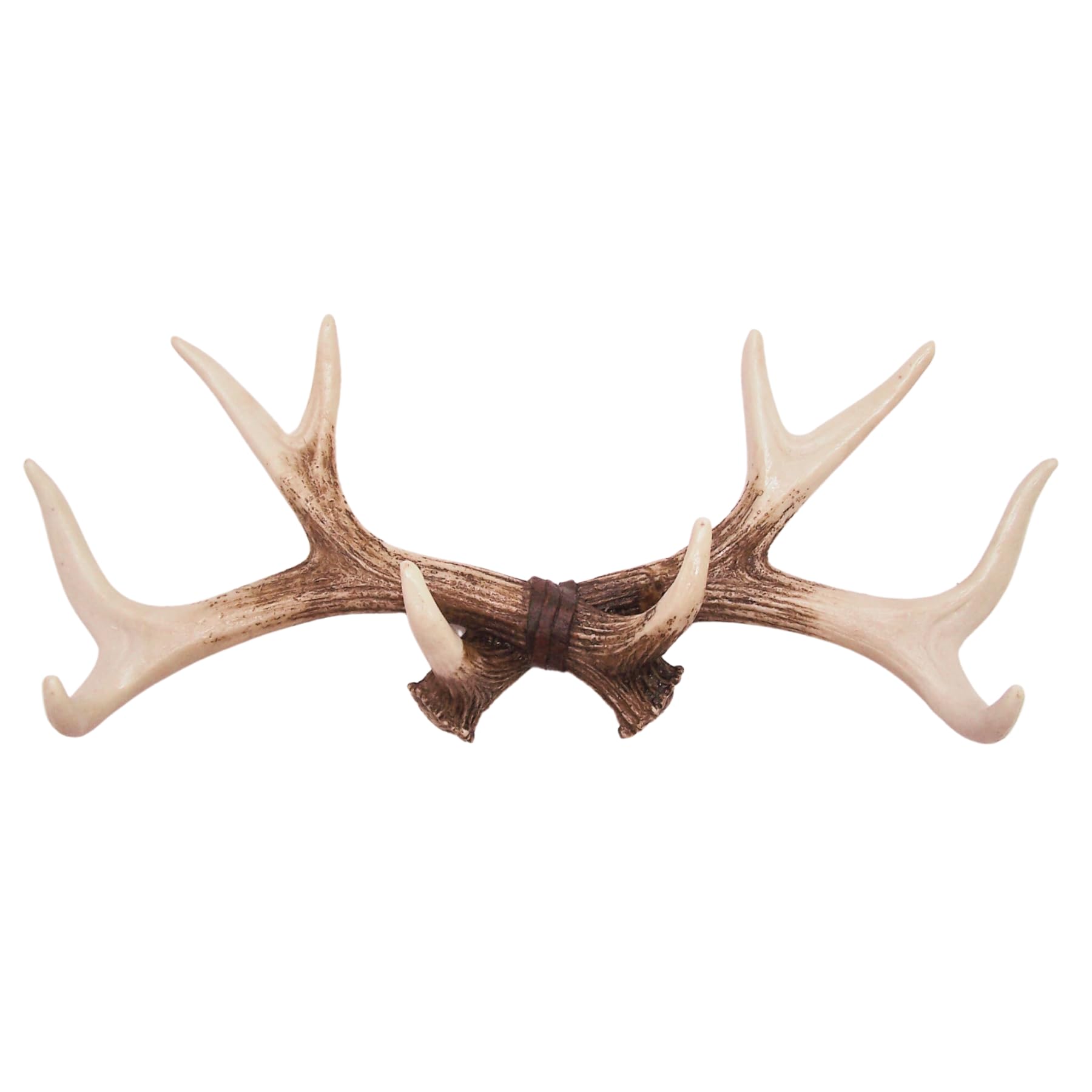 Wowser Rustic Deer Antler Wall Mounted Hook Rack - 14.75 Inches, 4 Hooks