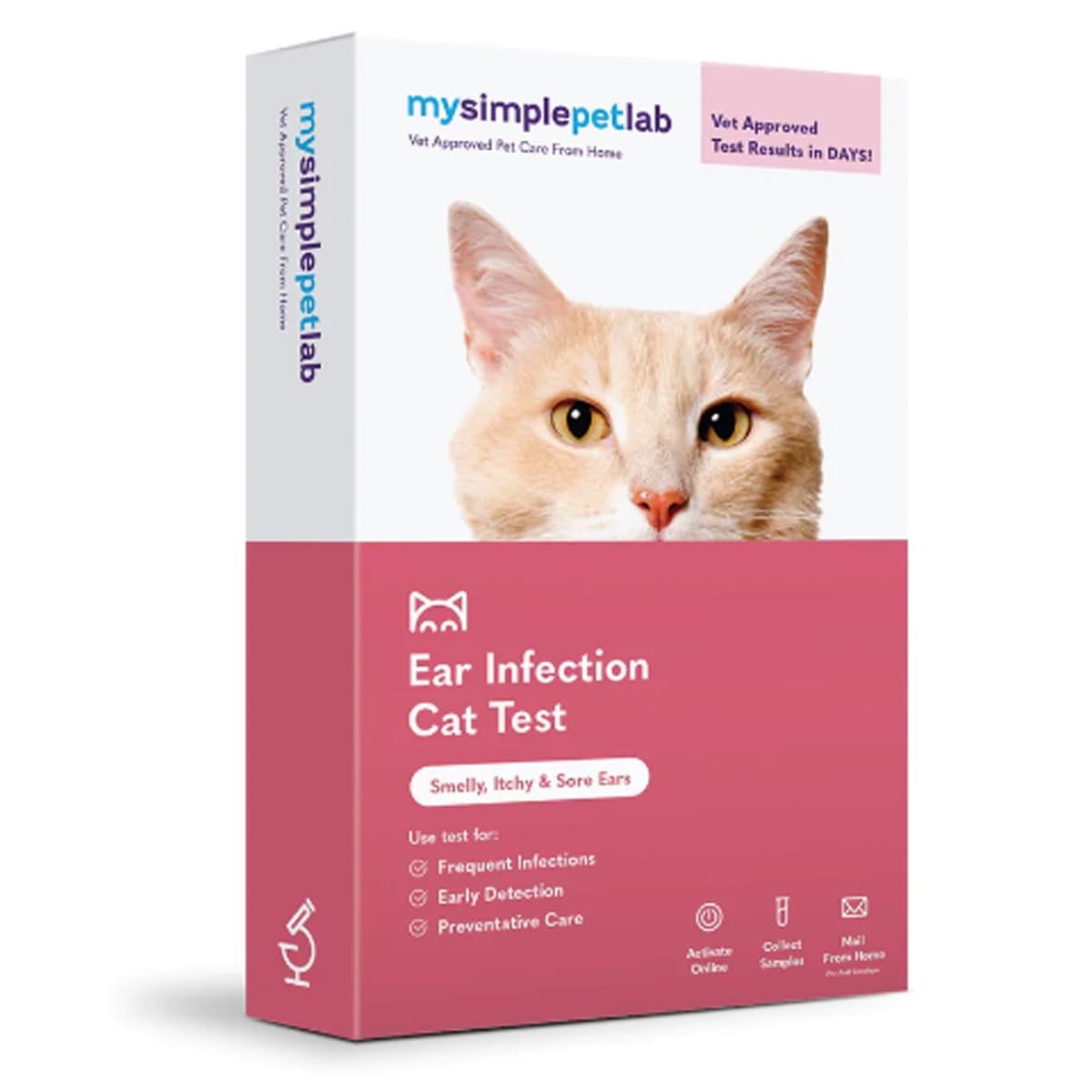 MySimplePetLab Cat Ear Infection Test Kit | Fast and Accurate Detection of Cat Ear Yeast and and Other Ear Irritations | Reliable Mail-in Ear Care Cat Test Kit for Smelly, Itchy, or Sore Ears