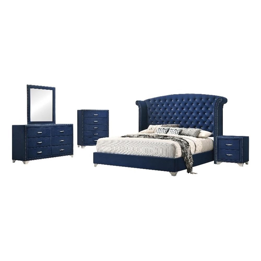 Coaster Melody Eastern King Bed 5-Piece Set, Pacific Blue