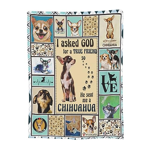 Chihuahua Dog Blanket Dog Decor Throw Blanket Super Warm Soft Plush Lightweight Fleece Flannel Cute Animal Blanket Gifts for Girls Baby Kids Women Boys for Winter Couch Bedding 40"X50"