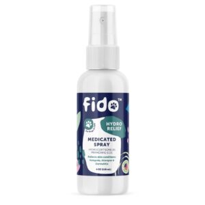 fido hydro relief medicated spray for dogs, 8 oz | hydrocortisone-infused for dry, itchy skin | soothing, safe & gentle | veterinarian approved for all breeds & life stages