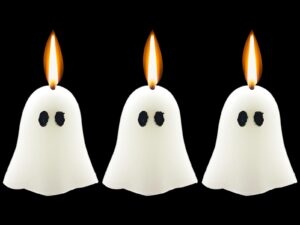 3 pcs halloween ghost candles white skeleton novelty candles horror and novelty decor, home decorative themed candles halloween spooky weird candles for halloween, scary party (ghost candle)