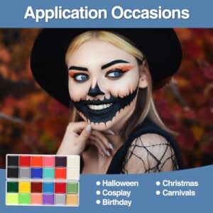 Face Painting Kit For Kids Party,22 Colors Face Paint Kit Includes Paint Tray,Sponges,Brushes and Stencils,Professional Face Painting Kit Non Toxic for Kids and Adults Halloween Makeup