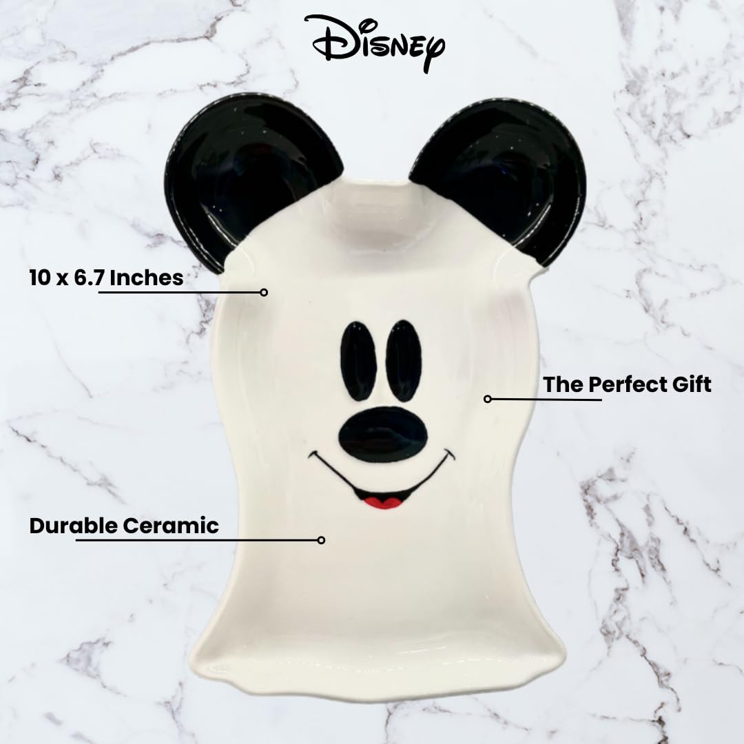 Disney Halloween Mickey Mouse Ghost Serving tray and Spoon rest | Cute Ceramic Housewarming Gifts For Men and Women And Kids | Official Disney Licensee | 1 Tray