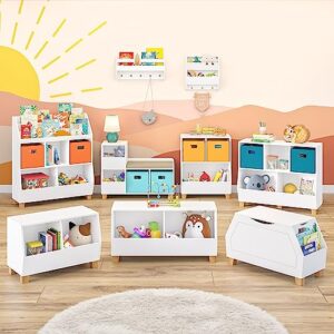 RiverRidge Kids Catch-All Toy Storage Organizer Bench with Cubbies & Toy Bins for Playroom Storage - Cubby Storage Organizer