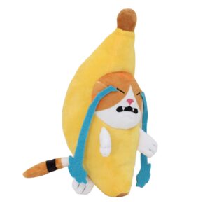 Crying Banana Cat Plush Toy, Sad Banana Cat Stuffed Animal, Cute Yellow Kitty Fruit Plushie Pillow Doll