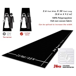 Christmas Black Carpet Runner for Party, 2.6X30 ft, 130 GSM Felt with Double-Sided Tape, Costume Party Decos, Black Runway Rug for Prom