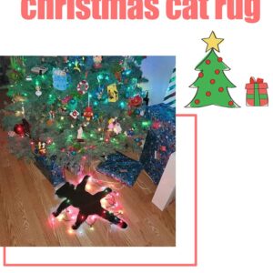 UIYIHIF 23 Inch Cute Fried Cat Plush Carpet with Lights Cat Blanket Area Rug Children Room Rug Fluffy Cat Rugs for Christmas Funny Christmas Lights Decoration, Xmas Gift for Family Friends(Lanterns)