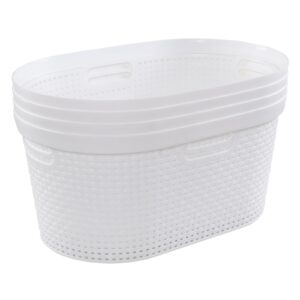 nesmilers 42 liters plastic laundry basket, white clothes hamper baskets with handles set of 4