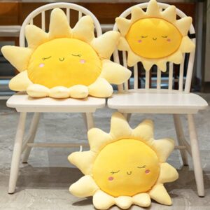 OUKEYI Soft Plush Pillow, Yellow, Polypropylene Fill Material, 17.7in/cm, Throw Pillow for Home Deco Gift, Kids, Sofa Cushion, Sun Shape, Indoor, Plush, Modern Style, Christmas Occasion