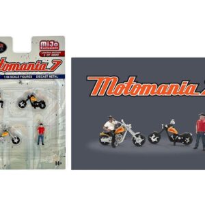 Motomania 7" 4 Piece Diecast Figure Set (2 Figures, 2 Motorcycles) Limited Edition to 4800 Pieces Worldwide for 1/64 Scale Models by American Diorama AD-76520MJ